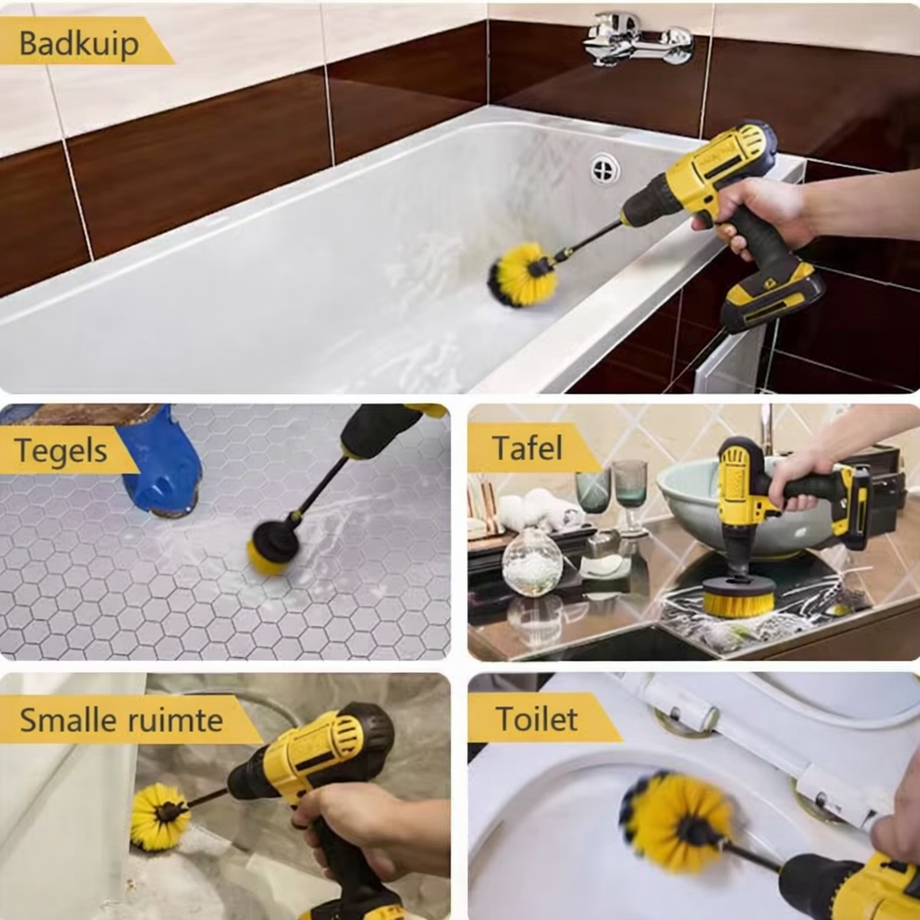 Professionele set van boorborstels met harde gele haren