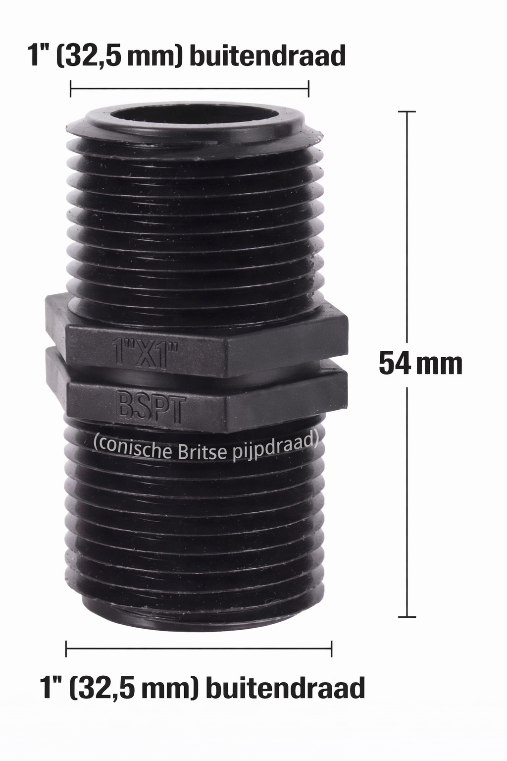 Adapter buitendraad 1/2 inch - 3/4 inch - 1 inch