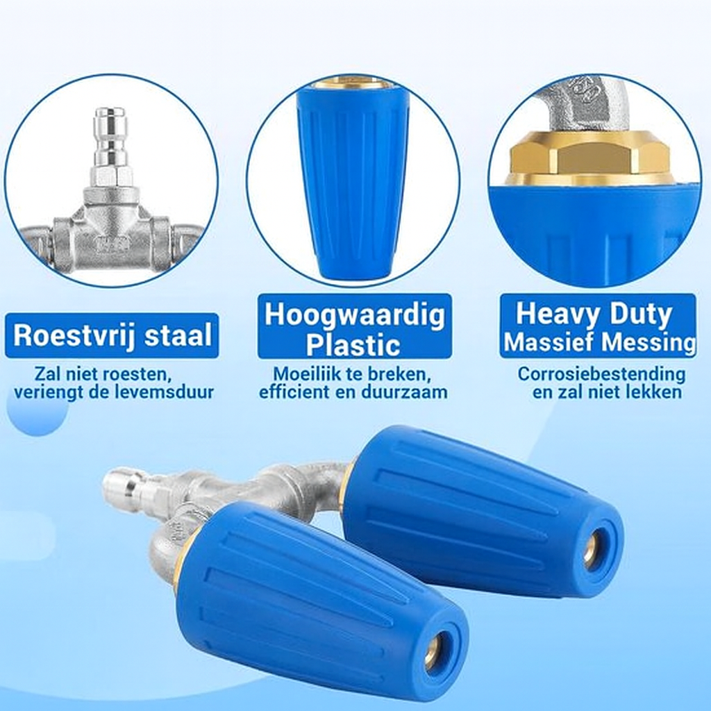 Professioneel dubbele vuilfrees hogedrukreiniger roestvrijstaal 304 - 1/4 inch aansluiting