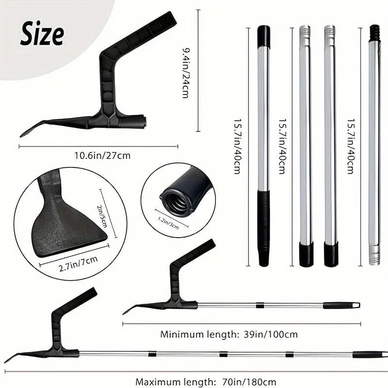 Dakgootreiniger/dakgoothaak voor bladeren en mos/takken naar u toe te vegen.