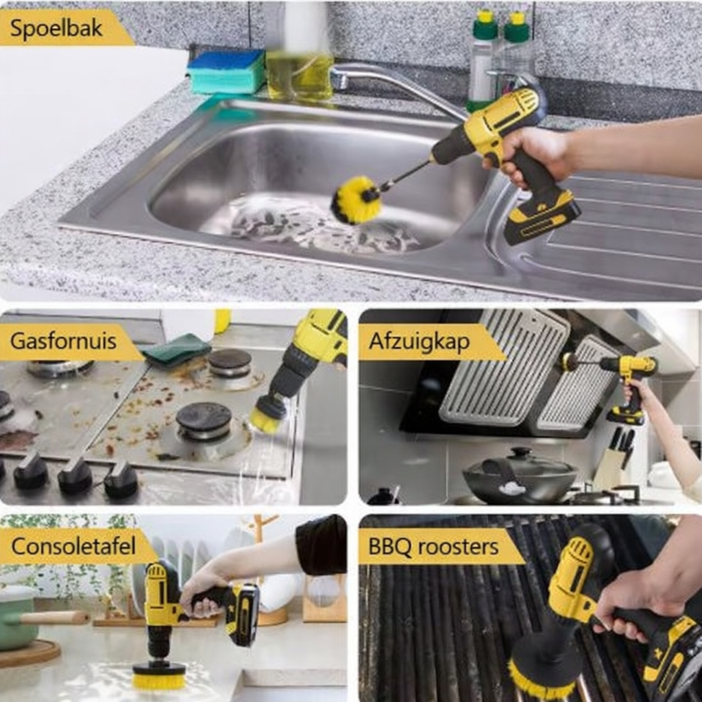 Professionele set van boorborstels met harde gele haren