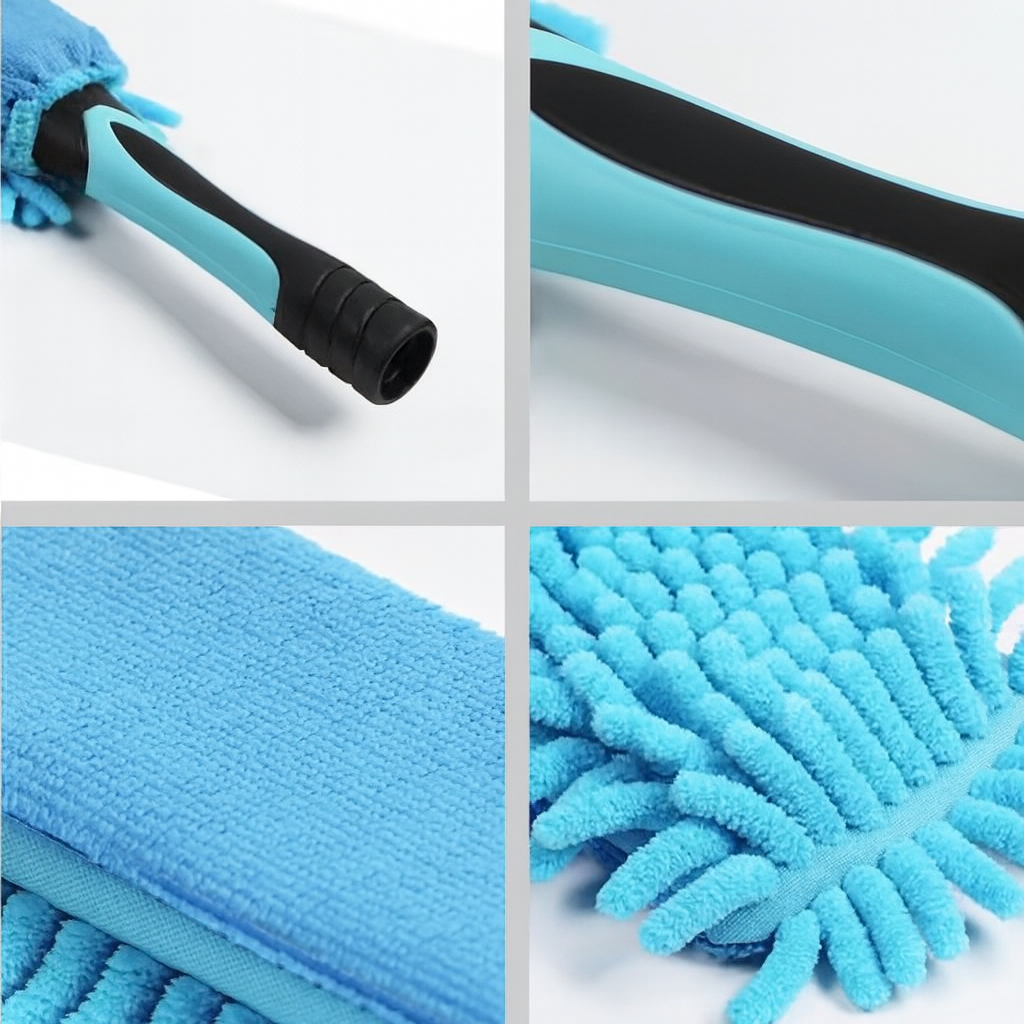 Dakgootreiniger met telescoop + extra tools voor spinnenwebben en reinigingstools.