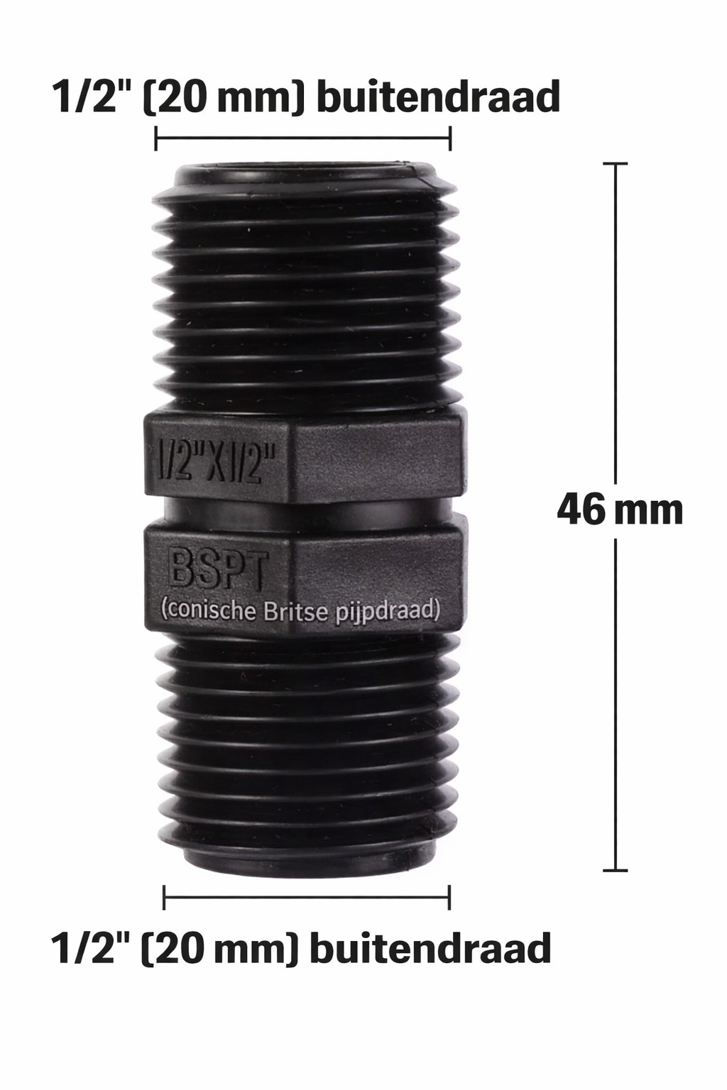 Adapter buitendraad 1/2 inch - 3/4 inch - 1 inch
