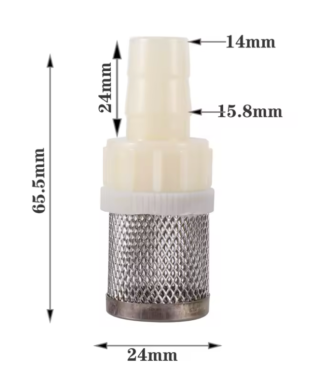 Aanzuigfilter in roestvrijstaal 8-10-12-14-16-20 mm