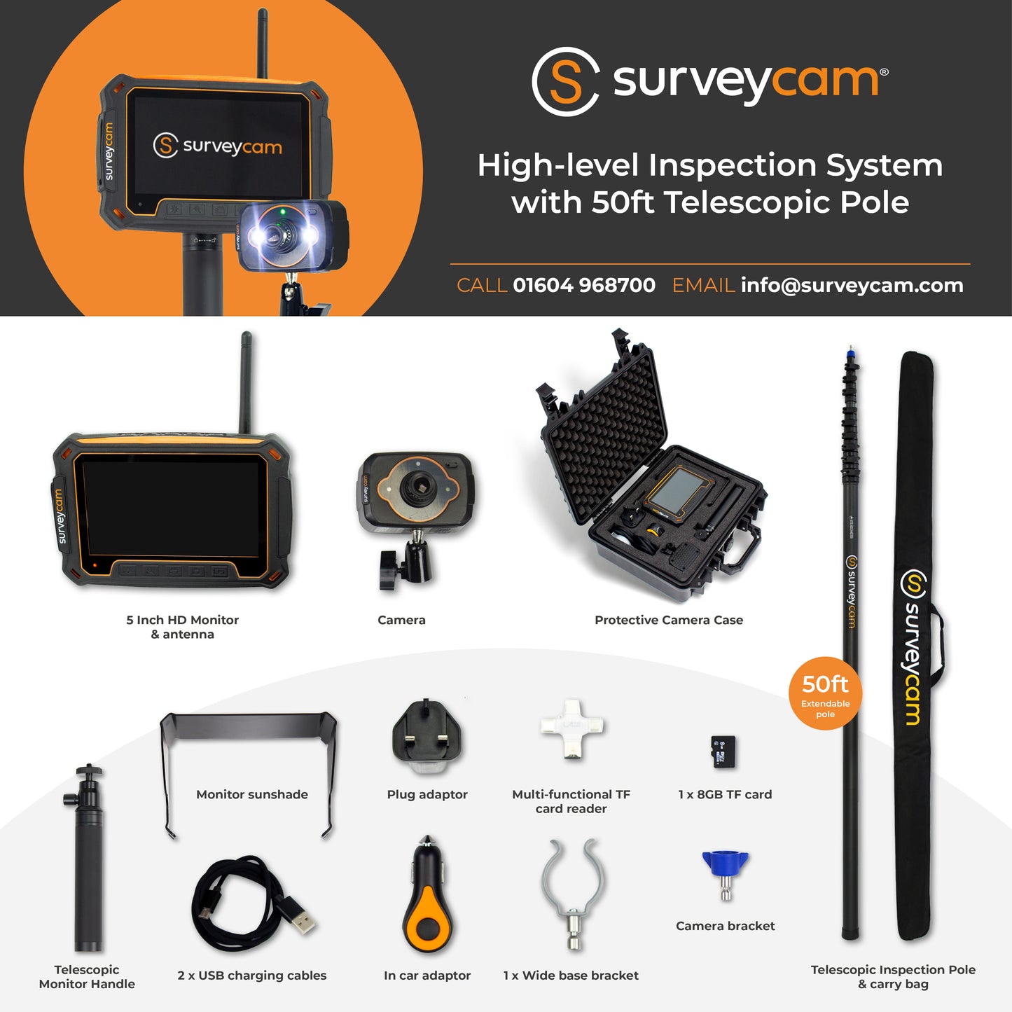 Skyvac - Survey camera + monitor + koffer Compleet Systeem