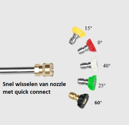 Nozzle set van 5 stuks 0° - 15° - 25° - 40° - 60°