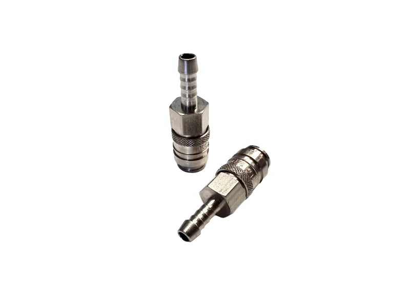 Koppeling verkrijgbaar in 6 of 8 mm messing vernikkeld softwash